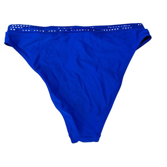 Cupshe High Waisted Figure Flattering Royal Blue Laser-Cut Detailed Edge Bikini - Picture 2 of 6